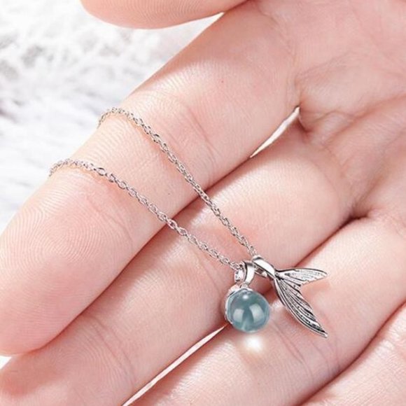 NEW 925 Sterling Silver Crystal Mermaid Necklace - Picture 3 of 8